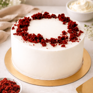 Disfruta de nuestra irresistible tarta Red Velvet, destacada por su bizcocho de chocolate intenso y su cubierta de crema de queso cremoso, que la hacen visualmente atractiva y deliciosamente indulgente.
