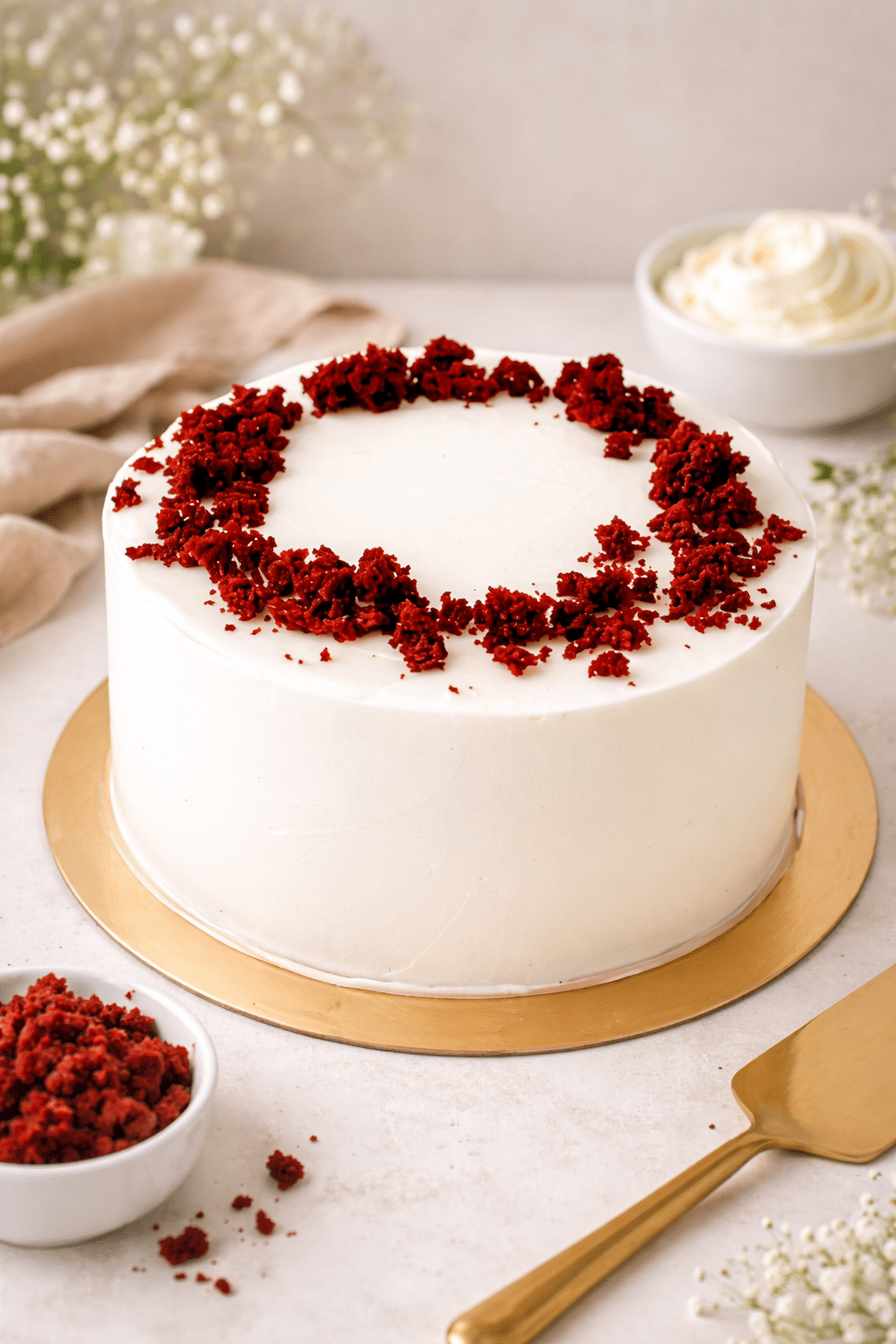 Disfruta de nuestra irresistible tarta Red Velvet, destacada por su bizcocho de chocolate intenso y su cubierta de crema de queso cremoso, que la hacen visualmente atractiva y deliciosamente indulgente.