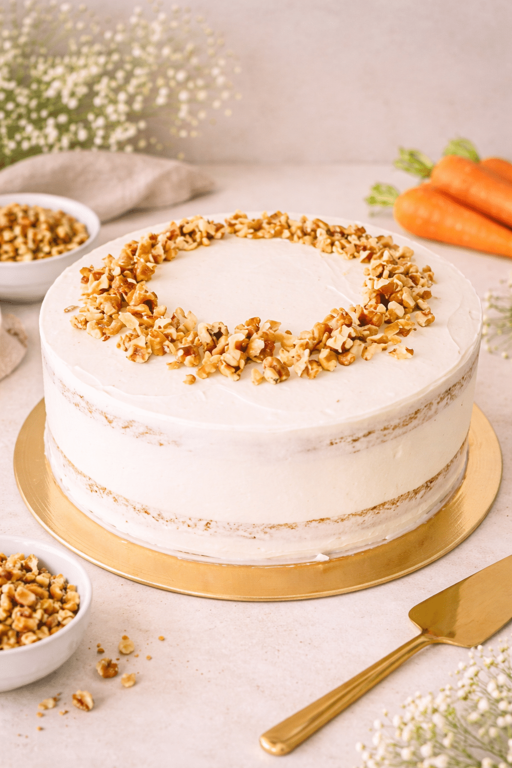 Carrot Cakes es una de las tartas más clásicas de la cocina inglesa, con capas de pastel suave, esponjoso, con un ligero sabor a zanahoria y canela, con trozos de nueces y un relleno cremoso de queso.