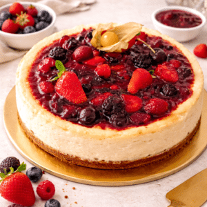 Cremosa y suave del queso, el crujiente de la galleta en su base y el contraste dulce de frutos rojos. Un final perfecto para cualquier comida.