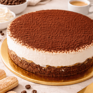 Elaborada sobre una base de brownie. La combinación de texturas suaves hará que sea una tarta ideal para cualquier mesa dulce.