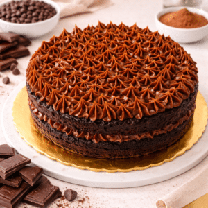 Bizcocho de Chocolate, húmedo y esponjoso relleno con dulce de leche.