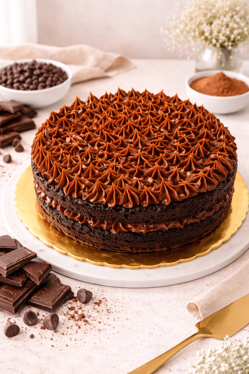 Bizcocho de Chocolate, húmedo y esponjoso relleno con dulce de leche.