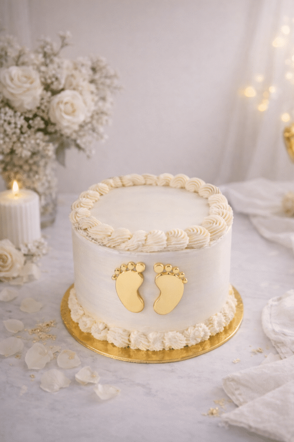 Topper huellas doradas para bautizo o baby shower