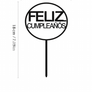 Topper negro “Feliz Cumpleaños” para tarta, decoración elegante y moderna para cumpleaños, ideal para personalizar pasteles.